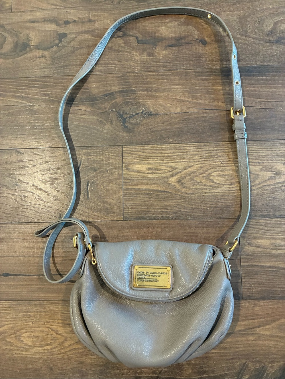 Marc by Marc Jacobs Classic Q Natasha Taupe Leather Crescent Crossbody Bag